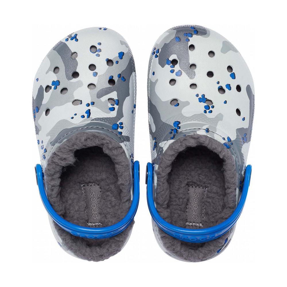 Grey Girls' Crocs Classic Lined Camo Clogs | NZ 1474KORI